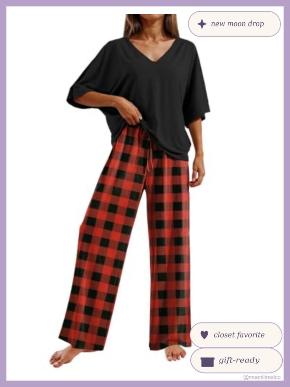 Ekouaer Women's 2 Piece Pajama Lounge Set Short Sleeve V-Neck Long Pants